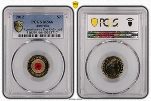 2012 Red Poppy Remembrance $2 Two Dollar Coin PCGS MS66 Gem Unc #3717 - Picture 1 of 1