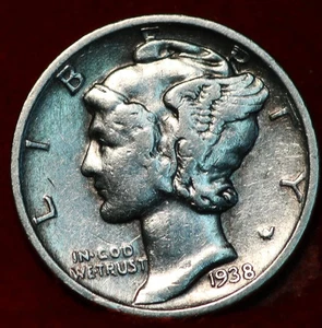 Moneda de diez centavos Mercury de plata Denver Mint 1938-D - Imagen 1 de 2