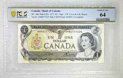 1973 Canada Bank of Canada BC-46b 1 Dollar PCGS 64 Choice UNC 01 - Image 1 of 3