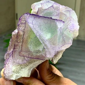 1,51 lb Natural Púrpura "Código QR" Racimo de Fluorita Cristal Mineral Espécimen/Guizhou - Imagen 1 de 23