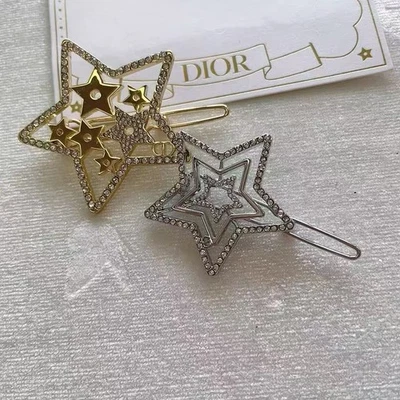 Pinzas para el cabello navideñas 2025Dior novedad 2 piezas logotipo plata dorado regalo de Navidad Foto 1 de 4