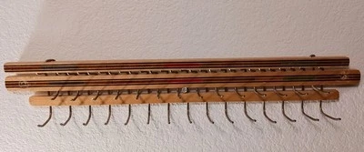 Organizador de montaje en pared vintage para cinturón bufanda de corbata madera latón 29 ganchos ajustables Foto 1 de 4