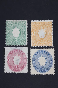 SAXONY STAMPS SET OF 4 CANCELED 15a, 16, 17, 18 - Picture 1 of 2