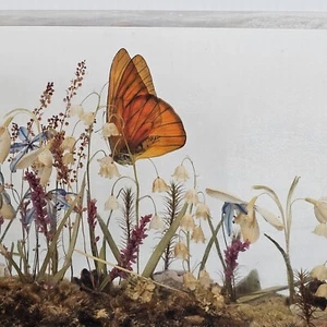 WILLIAM ROLFE Flowers Butterfly Garden In Lucite Acrylic Vintage Home Decor 22"L - Picture 1 of 22