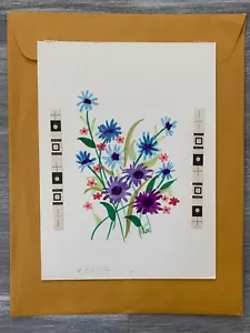 MANY GOOD WISHES TODAY Blue and Purple Flowers 6.5x9" Greeting Card Art B8515 - Picture 1 of 1