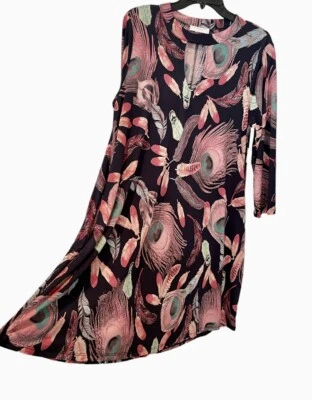 Vestido Janette Plus Para Mujer 1X Plumas Bohemias Hippie Pavo Real Bolsillos EE. UU. Foto 1 de 4