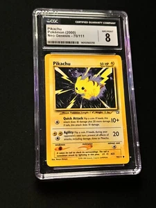 Pokemon Pikachu 70/111 Neo Genesis Unlimited English CGC NM/MINT 8 - Picture 1 of 2