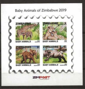 SÁBANA MIN ZIMBABWE 2019 BABY ANIMALES MNH - Imagen 1 de 1