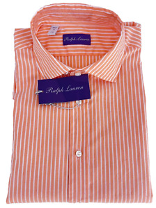 NWT Ralph Lauren Purple label Men Orange Dress Shirt 16 Cotton Button Down
