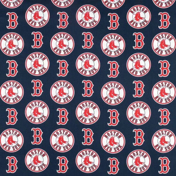 Boston Red Sox LOGO AZUL MARINO 100% tela de algodón - 1/4 yarda - 9" x 58" MLB tela ancha Foto 1 de 1