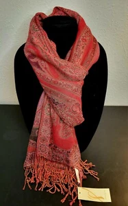 Roter geblümter Paisley Damen Schal Collectioneighteen brandneu mit Etikett - Bild 1 von 15