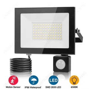 Outdoor Garden Floodlight With Sensor LED PIR Motion Security Lights Waterproof - Picture 1 of 17