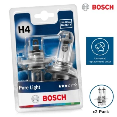 Bosch H4 (472) P43t Pure Light Halogen Headlight Bulb Replacement (Pack of 2) - Image 1 of 4