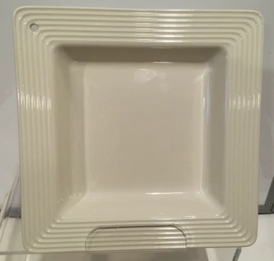 "Servilletero a rayas Nora Fleming plato de caramelo gres blanco 8,25"" cuadrado" Foto 1 de 4