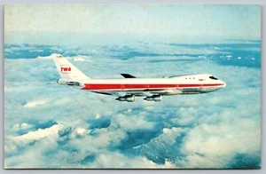 Airline Issue TWA Jet Airliner Flying In The Clouds Advertising Postcard M3 - Picture 1 of 2