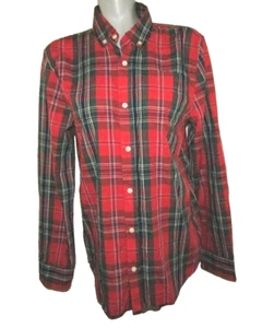 CROWN & IVY,  Men's Sz Small, Red/Green Plaid Long Slv Button Down Shirt, Cotton - Picture 1 of 7