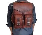 Leather Vintage Backpack Bag Laptop Genuine Rucksack Brown Men's Travel New Real