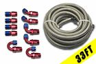 AN4 33FT Braided Stainless Steel Fuel Hose + Oil/Gas/Fuel + 10 Fittings AN-4 Kit