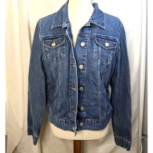 LANDS END Jeansjacke Damen L blau Denim Cowgirl Country Rodeo 14/16 - Bild 1 von 8