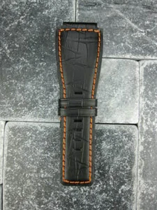 24 mm Bell & Ross genarbtes Lederband schwarz Uhrenarmband für BR-01 BR-03 orange x1 - Bild 1 von 9