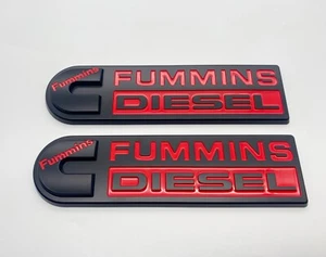 2 piezas emblema diésel Fummins alto rendimiento insignia Cummins turbo diésel 3D rojo negro - Imagen 1 de 4