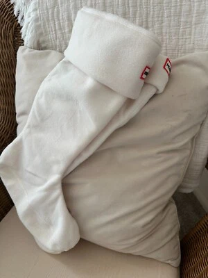 Hunter Unisex Cream Original Tall Fleece Welly Boot Socks Size Large fits 8-10  - Image 1 of 3