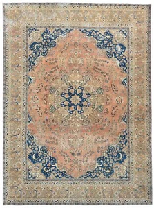 9X12 Fuß Vintage Stone-Washed Handgefertigt Wolle Orientteppich Used Blumen Teppich - Bild 1 von 12