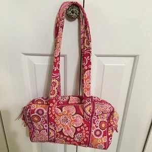 VERA BRADLEY Raspberry Fizz Handbag Floral Pink Orange Zipper Closure - Picture 1 of 9