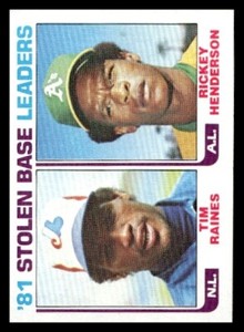 1982  Topps #164 '81 Stolen Base Leaders (Raines/Henderson) LL Expos/Athletics