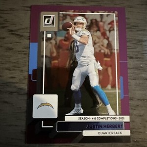 2022 Donruss Purple Season Stat Line Non Auto Justin Herbert 264/443 CHARGERS