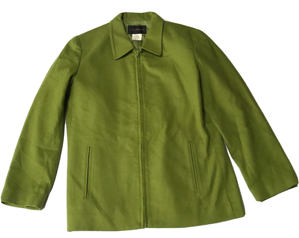 Chaqueta Harris Wallace Petites Mujer 10P Mezcla Lana Verde Cremallera Corp Goblin Grunge Foto 1 de 4