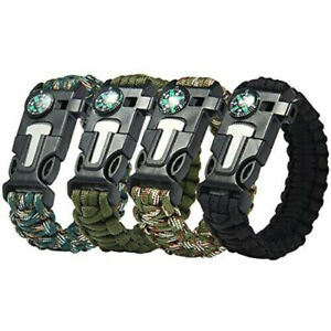 Emergency Paracord Bracelets, Survival Bracelet With Embedded Compass Whistle Su