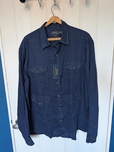 New Ralph Lauren 100% Linen Safari Jacket/Shirt/Overshirt Men's Size XL - Picture 1 of 8