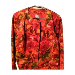 Chico's Blazer Jacke vorne Baumwolle Blazer Blumen Langarm Gr. 2 - Bild 1 von 5