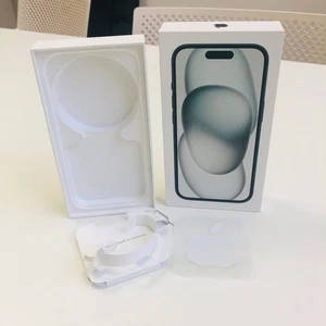 Apple iPhone 15 Empty Retail Spare Box Black 128GB Sim Pin Stickers Papers - Picture 1 of 5