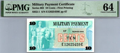 Series 692 (10 Cents) 1st Printing PMG 64 Choice UNC Pick S932-1 - Image 1 of 4