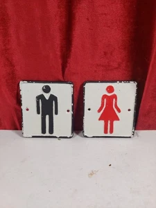 Französische Gusseisen Damen & Herren Badschilder - Bild 1 von 4