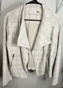 Calvin Klein Women's XL Blazer Jacket Tan/Beige/White See Description For Info - Picture 1 of 4