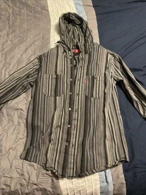 Camisa Supreme 2014 S/S Rayas Madrás Con Capucha Manga Larga Gris Negra Foto 1 de 4