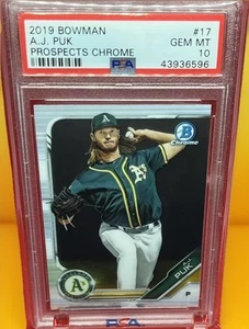 A.J. Puk 2019 Bowman Prospects Chrome Rookie Card-PSA 10 Gem Mint-Arizona-RC - Picture 1 of 3