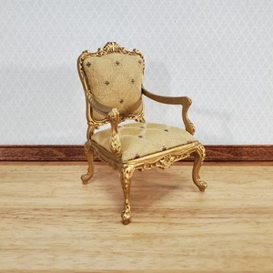 JBM Dollhouse Armchair Chair Rococo Style Gold 1:12 Scale Miniature Furniture - Picture 1 of 8