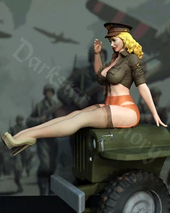 Figura femenina de resina pin up Jeep WW2 Army WAC escala 1/6 1/12 1/18 1/24 exclusiva3 - Imagen 1 de 6