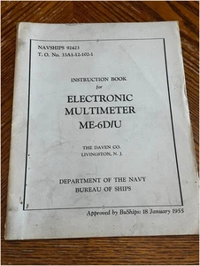 1955 ME-6D/U Multimeter Manual NAVSHIPS 92423 Daven Co Navy - Bild 1 von 8