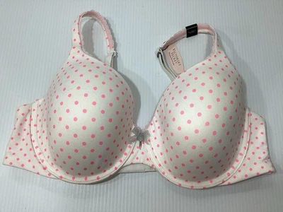 Victoria Secret Bra Size 38C NEW WITH TAGS!! SOOO SOFT!!  White W/Pink Dots - Image 1 of 4
