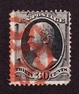 US 165 30c Hamilton Used Single w/ Red NYFM Fancy Cancel SCV $165 - Picture 1 of 2