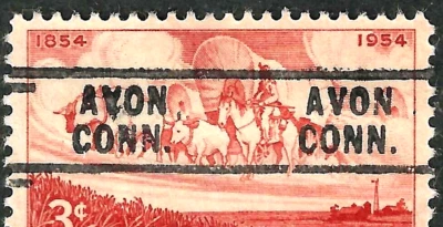 "Double Avon CONN" Precancel 3 Cent Commemorative 1954 US 9E34 - Image 1 of 2