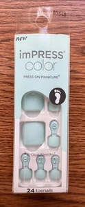 NEW ImPRESS Color Press On Toenails "Dream Glow" Light Blue 506Y9 - Picture 1 of 2