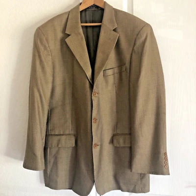 Andrew Fezza Silk & Worsted Wool Blazer Brown Check Sportcoat 46 - Image 1 of 4