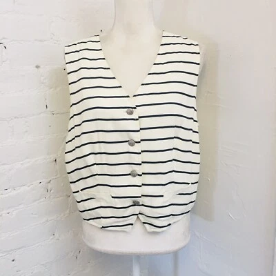 Chaleco The Gap Vintage Años 90 Crepé Rayas Top Sin Mangas Blanco Negro Talla L Se Ajusta a M Foto 1 de 4
