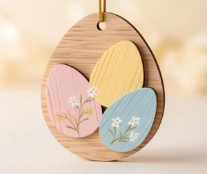 Kit to make Easter Egg Ornaments Set of 10 Laser Cut wood - Picture 1 of 3